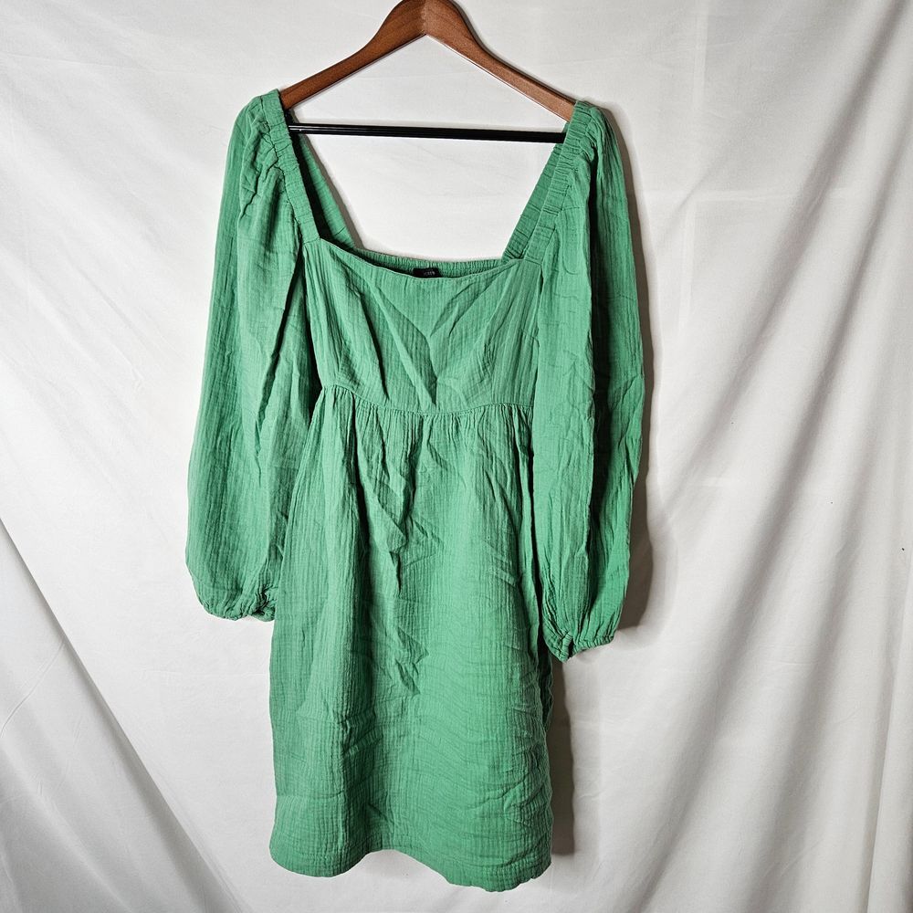 J. Crew Squareneck‎ Soft Guaze Dress in Green sz MT